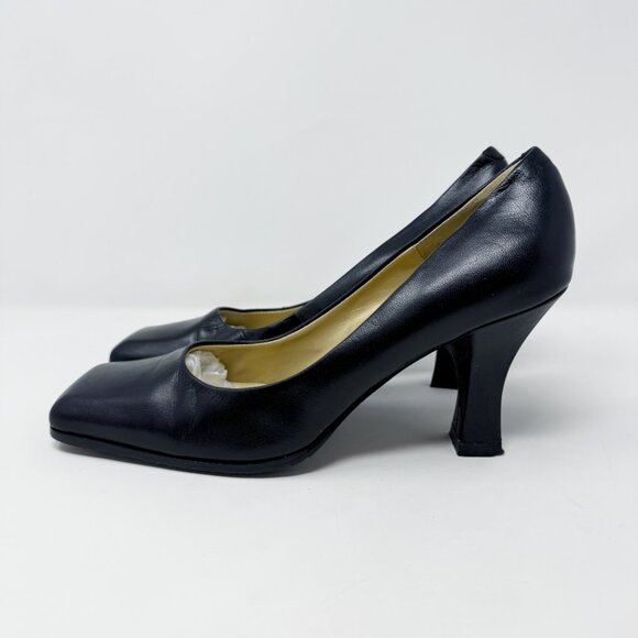 Vintage 90s Bellini Black Leather Square Toe Pumps Women's Size 8.5 EUC - Picture 3 of 7